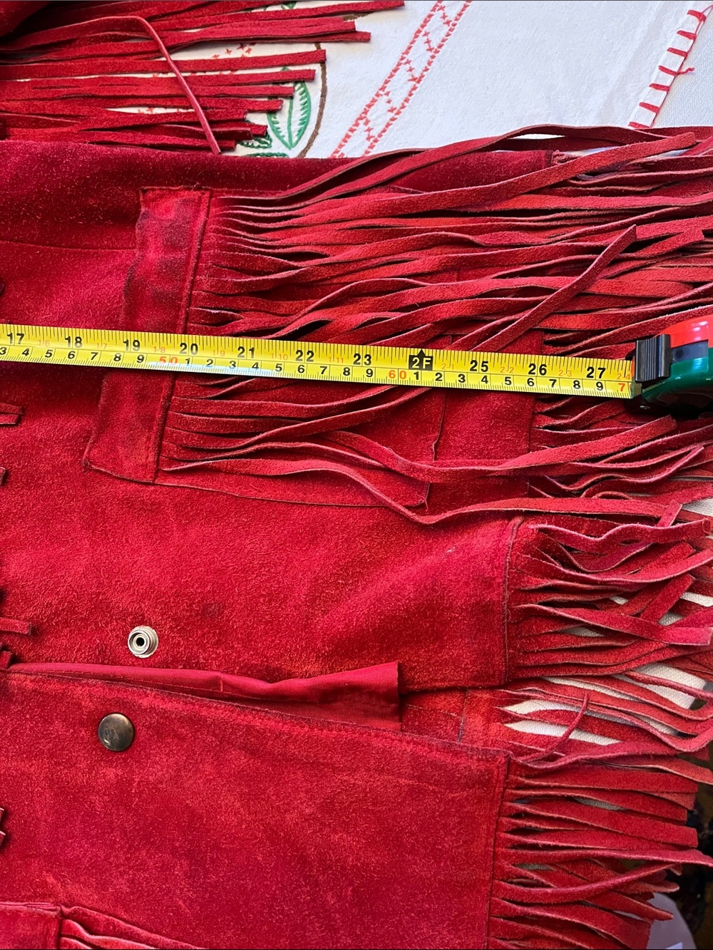 Vakko Red Suede Fringe Jacket - Picture 8 of 11